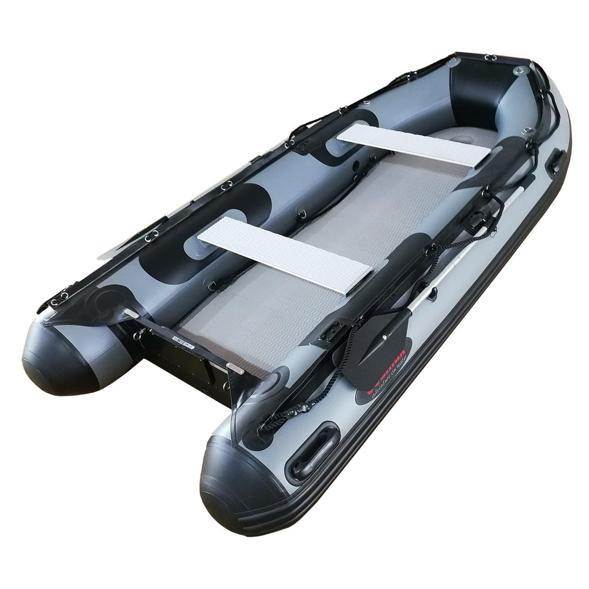 Show Room Demo - Seamax Recreational 10.8 Ft PVC Inflatable Boat, High Pressure Airmat Floor (Dark Grey)