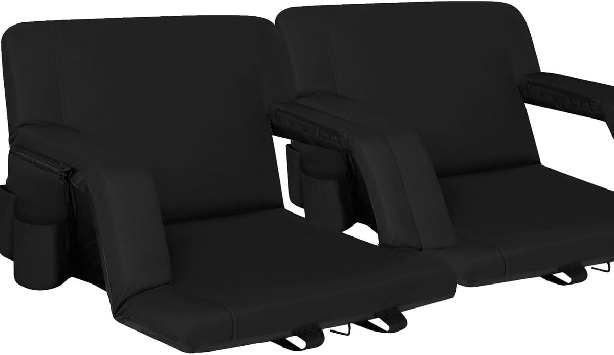 Seamax Stadium Seat for Bleachers or Benches Portable Reclining Stadium Seat Chair with Padded Cushion Chair Back and Armrest Support