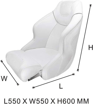 Seamax 003WW Series Premium Bucket Seat, Sport Flip Up Seat, Captain Seat (White/White)
