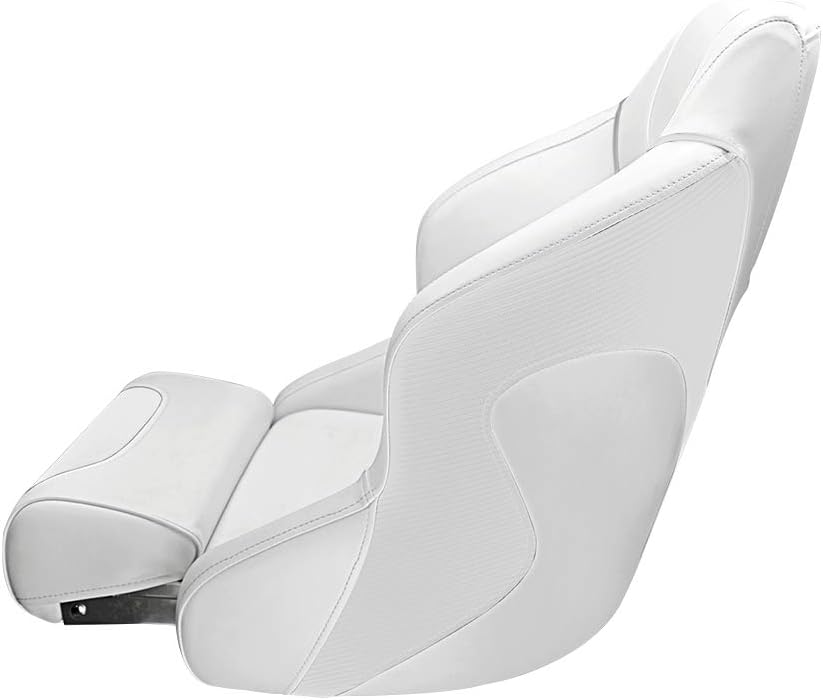 Seamax 003WW Series Premium Bucket Seat, Sport Flip Up Seat, Captain Seat (White/White)