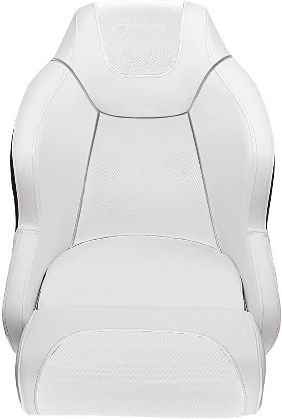 Seamax 003WW Series Premium Bucket Seat, Sport Flip Up Seat, Captain Seat (White/White)