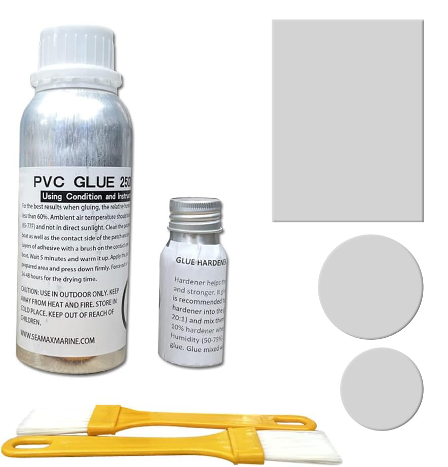 Pro Repair Kit for Inflatable Boats, Marine Grade 250ml 2 Parts Adhesive Sealed in Aluminum Bottles - Option Available in PVC & Hypalon Version