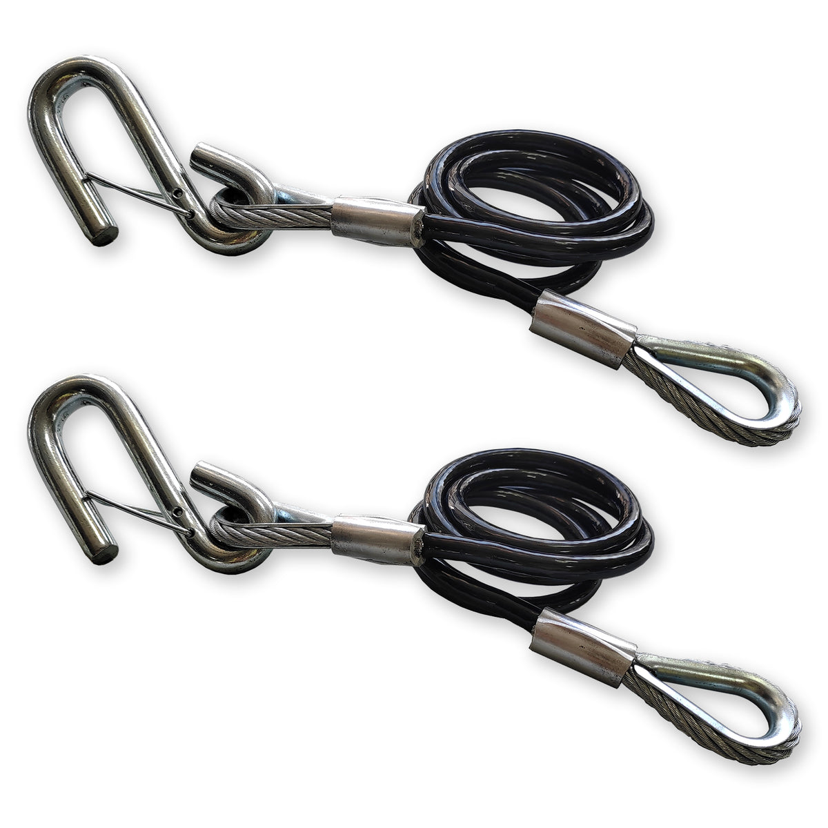 Seamax Trailer Safety Cables 1 Pair – 5000 lbs Rated, 36&quot; PVC Coated Steel with Carabiner Style Hooks for Towing and Trailer Hitch Safety