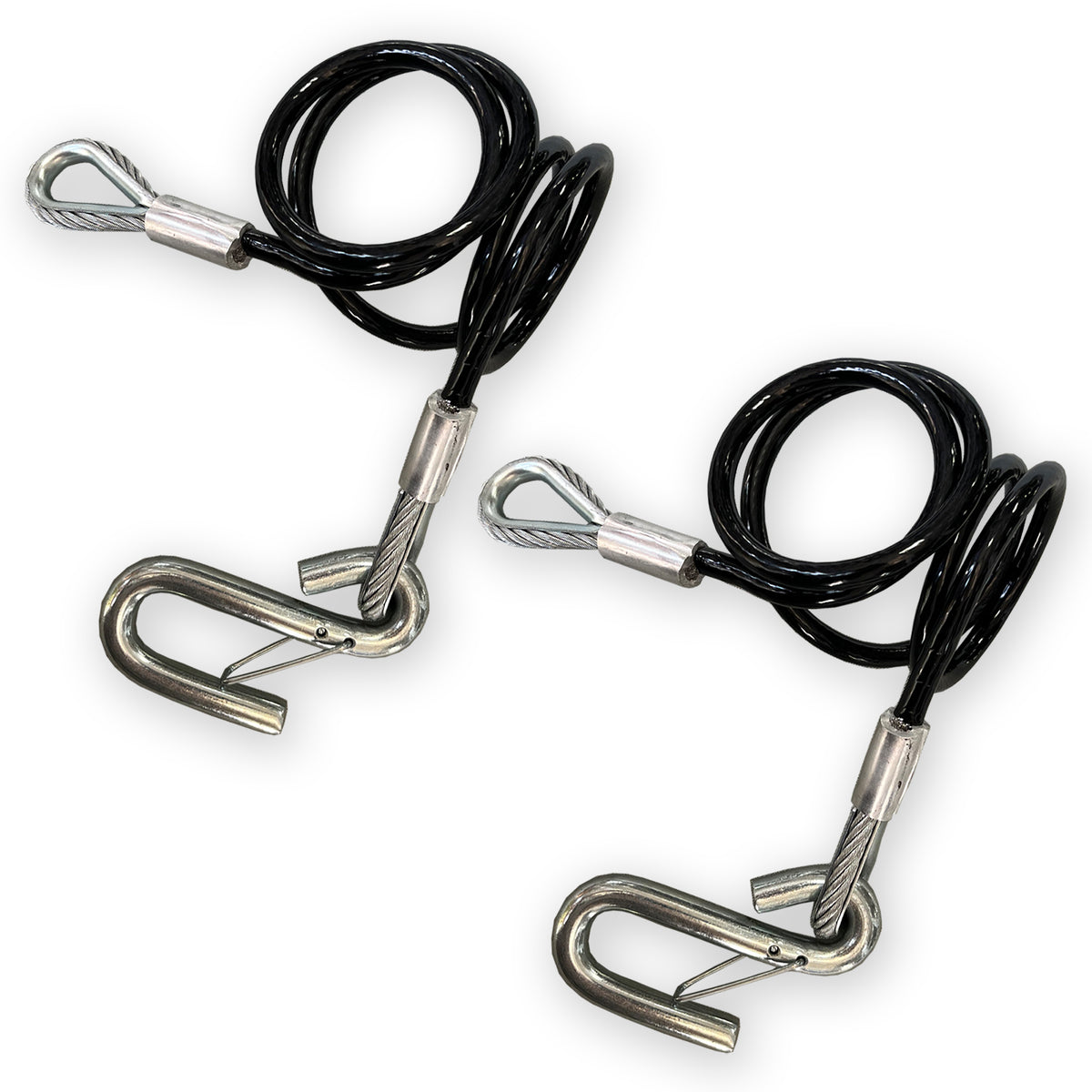 Seamax Trailer Safety Cables 1 Pair – 5000 lbs Rated, 36&quot; PVC Coated Steel with Carabiner Style Hooks for Towing and Trailer Hitch Safety