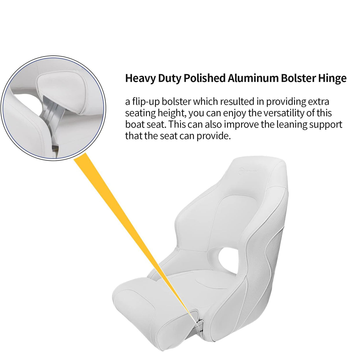 Seamax Captain Bucket Seat Boat Seat, Filp Up Boat Seat BS002WW (SC1-White/White)