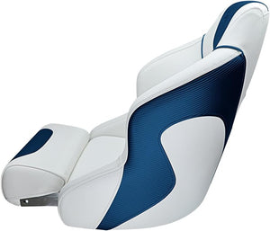 Seamander BS003WB Series Premium Bucket Seat, Sport Flip Up Seat, Captain Seat (White/Blue)