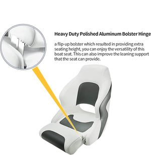 Seamax Captain Bucket Seat,Sport Flip Up Seat BS002WC (White/Charcoal)