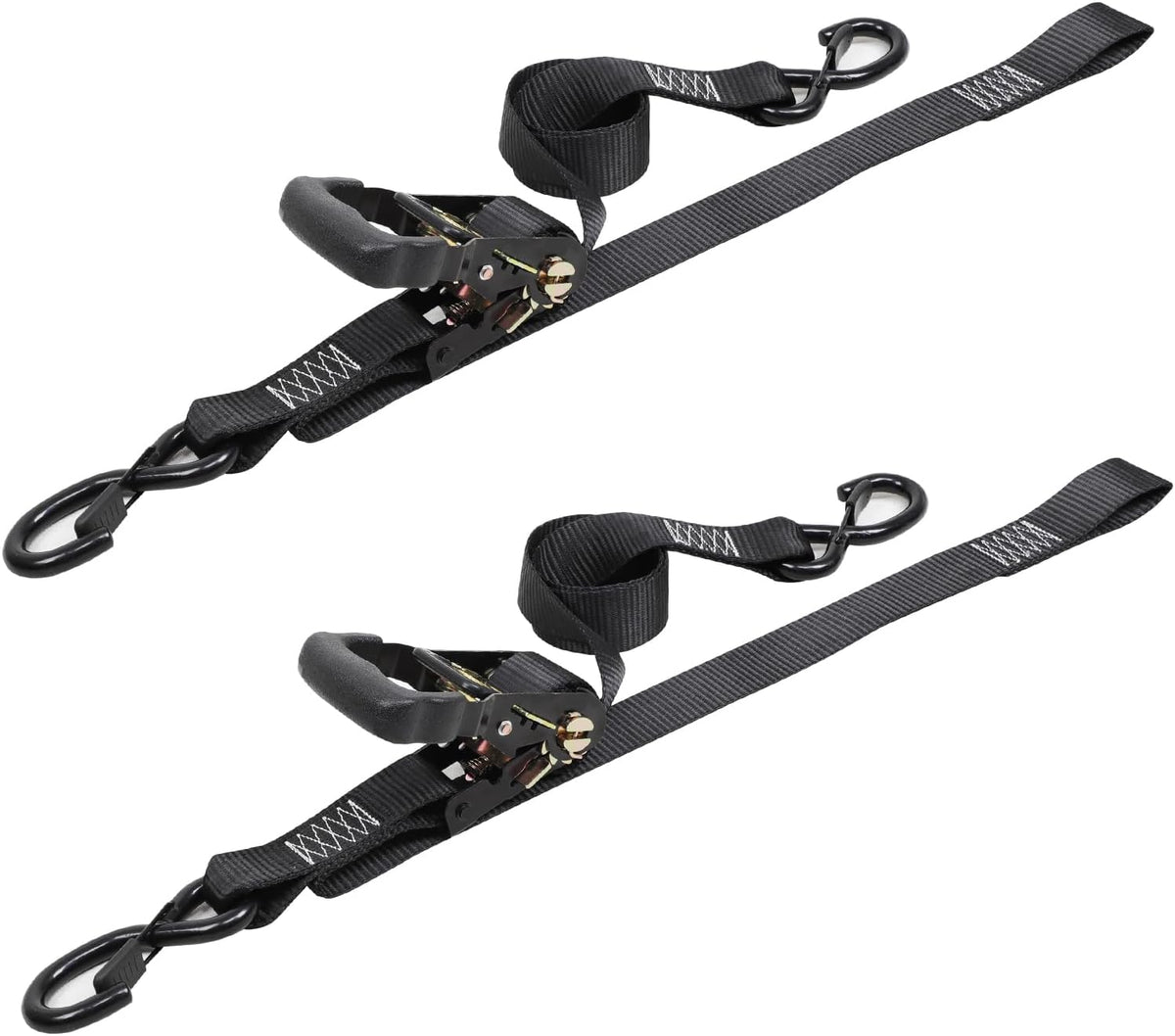Seamax Motorcycle Tie Down Straps (2 Packs 1.5"*8ft), with S Hook and Carabiner, 1500-3000 LBS Break Strength