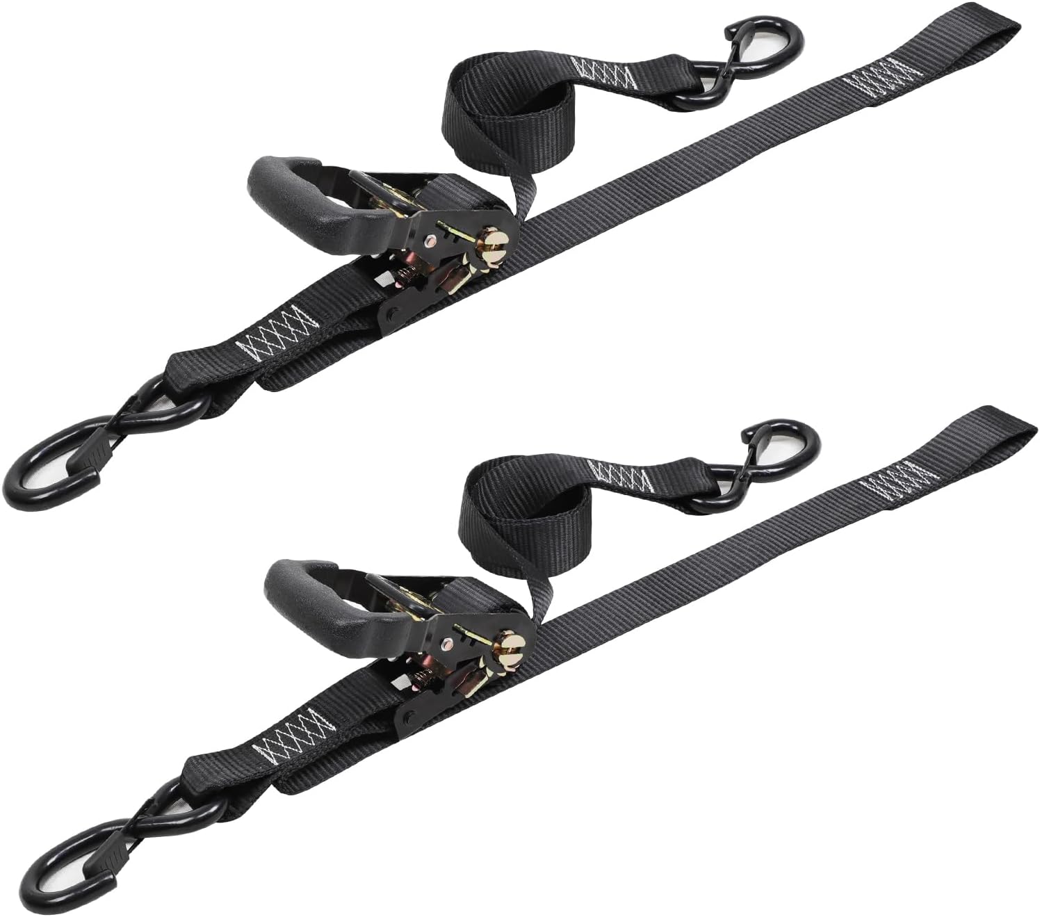 Seamax Motorcycle Tie Down Straps (2 Packs 1.5"*8ft), with S Hook and Carabiner, 1500-3000 LBS Break Strength