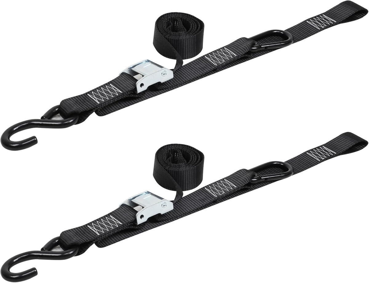 Seamax Motorcycle Tie Down Straps (2 Packs 1.5"*8ft), with S Hook and Carabiner, 1500-3000 LBS Break Strength