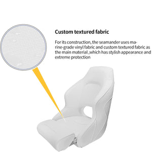 Seamax Captain Bucket Seat Boat Seat, Filp Up Boat Seat BS002WW (SC1-White/White)