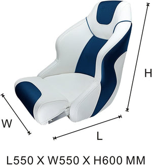 Seamander BS003WB Series Premium Bucket Seat, Sport Flip Up Seat, Captain Seat (White/Blue)
