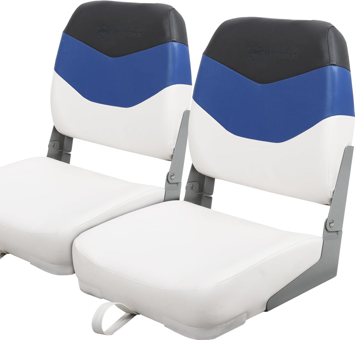 Seamax Low/High Back Boat Seats, Folding Boat Seat with Stainless Steel Screws &amp; Aluminum Hinges, Thickened Sponge Padding, Waterproof Fishing Captain Boat Seats, TideLine(2 Packs-Camo)