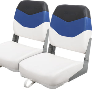 Seamax Low/High Back Boat Seats, Folding Boat Seat with Stainless Steel Screws & Aluminum Hinges, Thickened Sponge Padding, Waterproof Fishing Captain Boat Seats, TideLine(2 Packs-Camo)