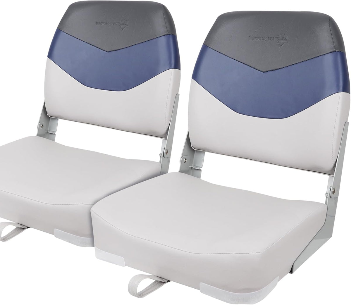 Seamax Low/High Back Boat Seats, Folding Boat Seat with Stainless Steel Screws &amp; Aluminum Hinges, Thickened Sponge Padding, Waterproof Fishing Captain Boat Seats, TideLine(2 Packs-Camo)