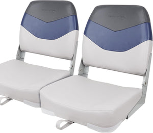 Seamax Low/High Back Boat Seats, Folding Boat Seat with Stainless Steel Screws & Aluminum Hinges, Thickened Sponge Padding, Waterproof Fishing Captain Boat Seats, TideLine(2 Packs-Camo)