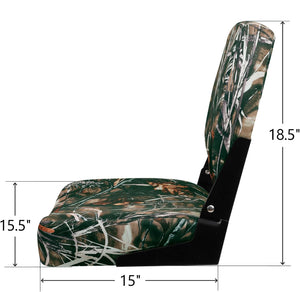 Seamax Low/High Back Boat Seats, Folding Boat Seat with Stainless Steel Screws & Aluminum Hinges, Thickened Sponge Padding, Waterproof Fishing Captain Boat Seats, TideLine(2 Packs-Camo)