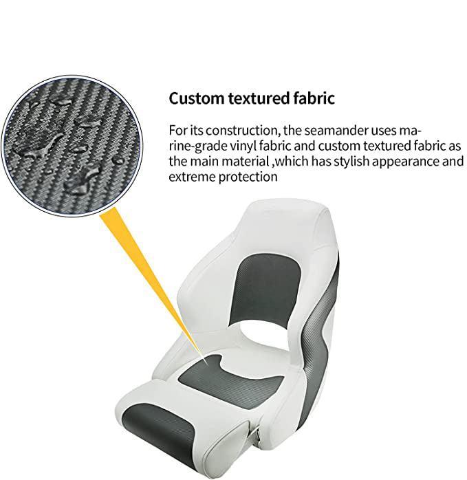 Seamax Captain Bucket Seat,Sport Flip Up Seat BS002WC (White/Charcoal)