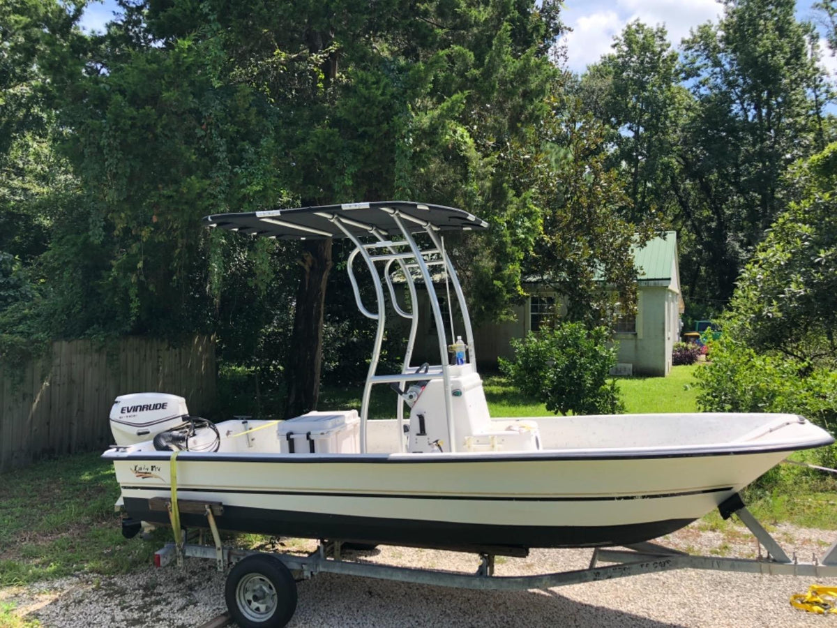 Dolphin Pro2 T Top White Coated Frame Black Canopy plus Quick Release Knobs + Antenna Bracket