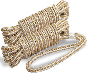 Seamax 2-Pack Heavy Duty Dock Line, Marine Grade Nylon Double Braided (Gold White Color)