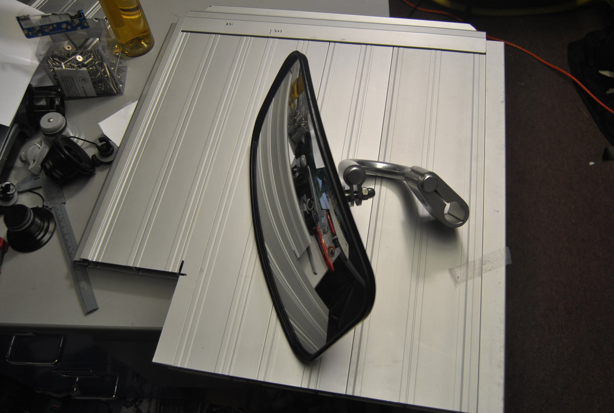 Wide Angle Rear View Mirror with Fittings for Bimini Top or Boat Towing