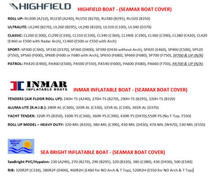 Inflatable Boat Cover, F Series for Beam 7.6 - 8.4 FT, 4 Sizes fit 18 - 24 FT boat