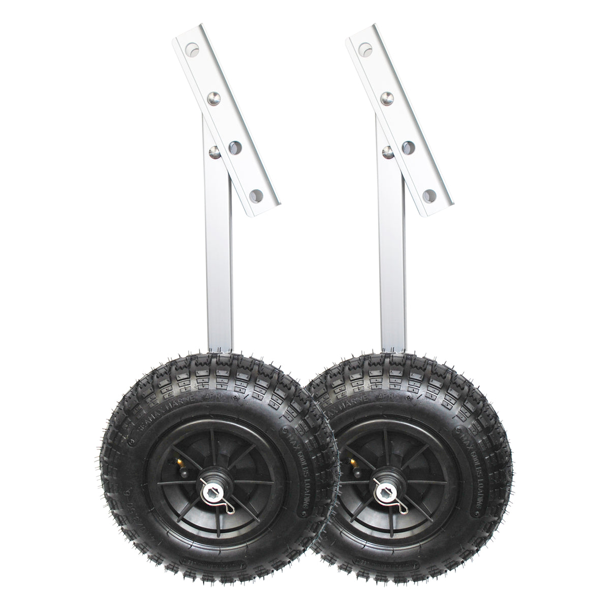 Easy-Load Boat Launching Wheels Set for Inflatable Boat and Aluminum Boat, 2 Height Positions, 12" Pneumatic Wheels