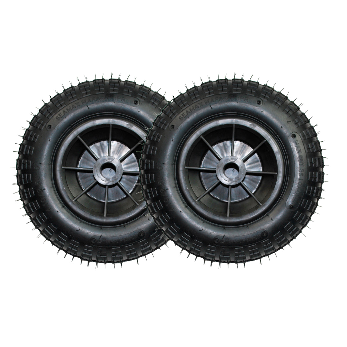 One Pair - 2 x 12&quot; Marine Grade Pneumatic Wheels for Seamax Boat Launching Dolly (Black version)