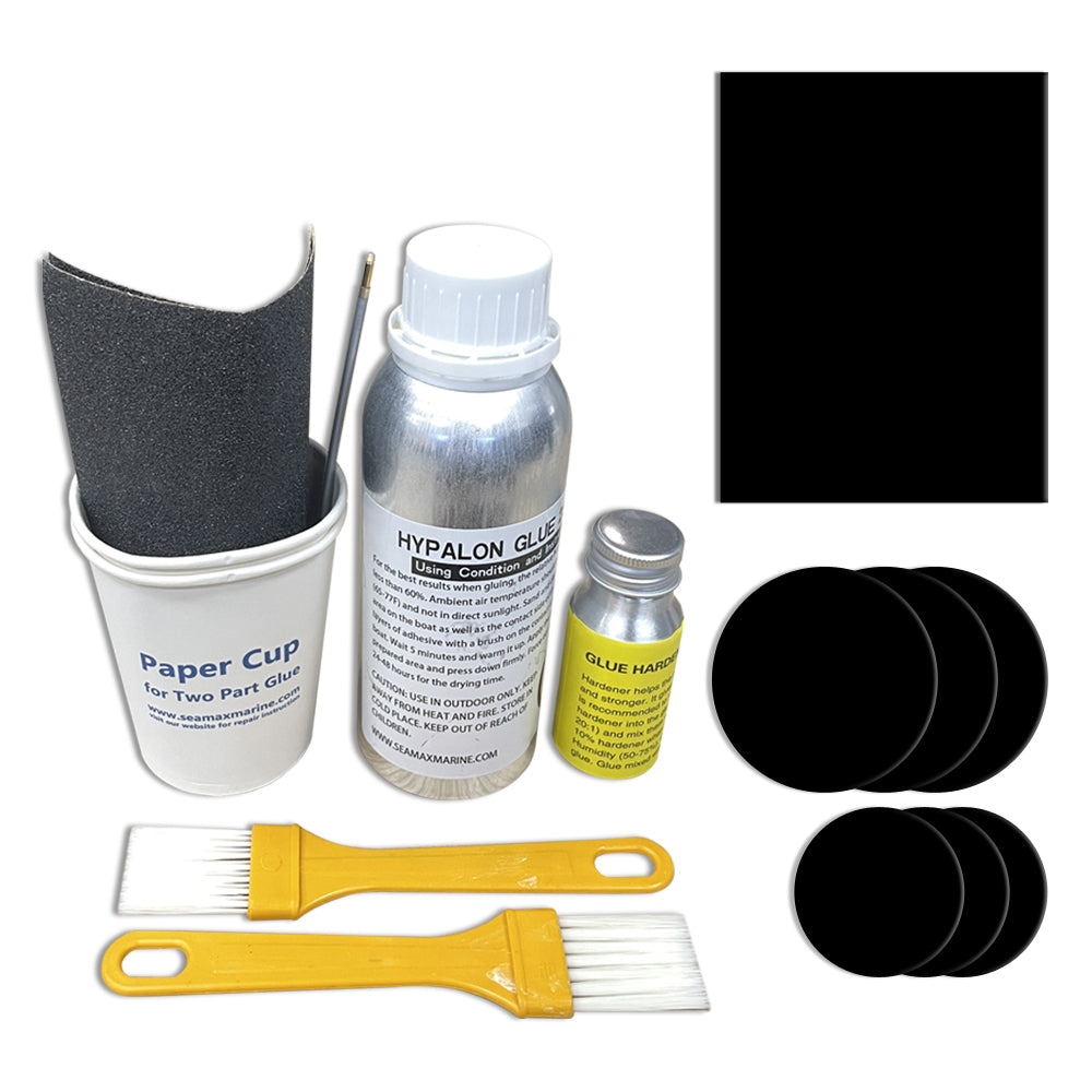 Pro Repair Kit for Inflatable Boats, Marine Grade 250ml 2 Parts Adhesive Sealed in Aluminum Bottles - Option Available in PVC &amp; Hypalon Version