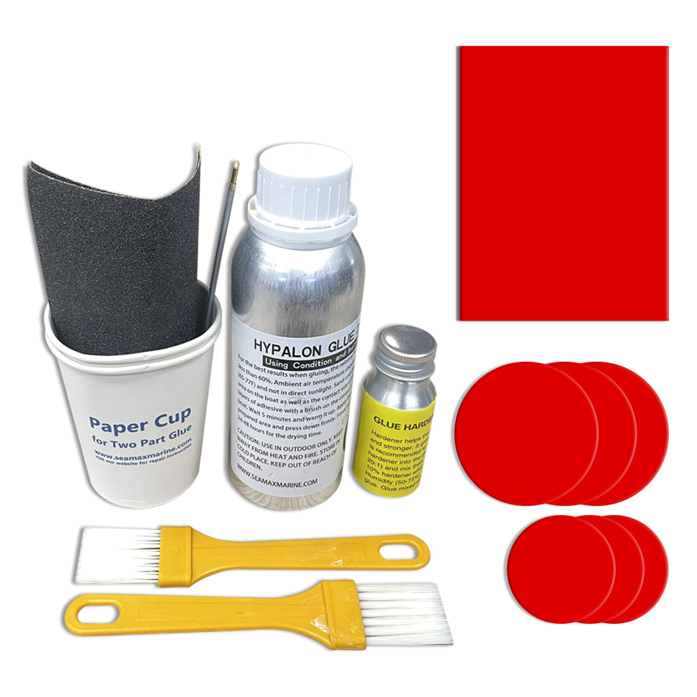 Pro Repair Kit for Inflatable Boats, Marine Grade 250ml 2 Parts Adhesive Sealed in Aluminum Bottles - Option Available in PVC &amp; Hypalon Version