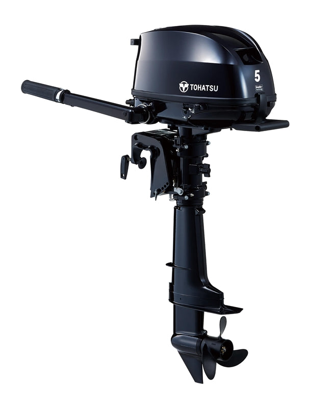 Tohatsu 4-Stroke 5HP Outboard Motor, Tiller Handle, New 5 Years Warranty - Boat &amp; Motor Package Deal Only