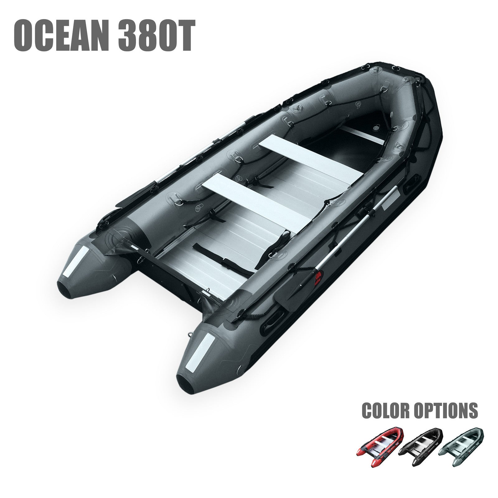 Open Box--Seamax Ocean380T 12.5 Feet Heavy Duty PVC Inflatable Boat, Max 7 Passengers & Rated 25HP-- Pick Up Only