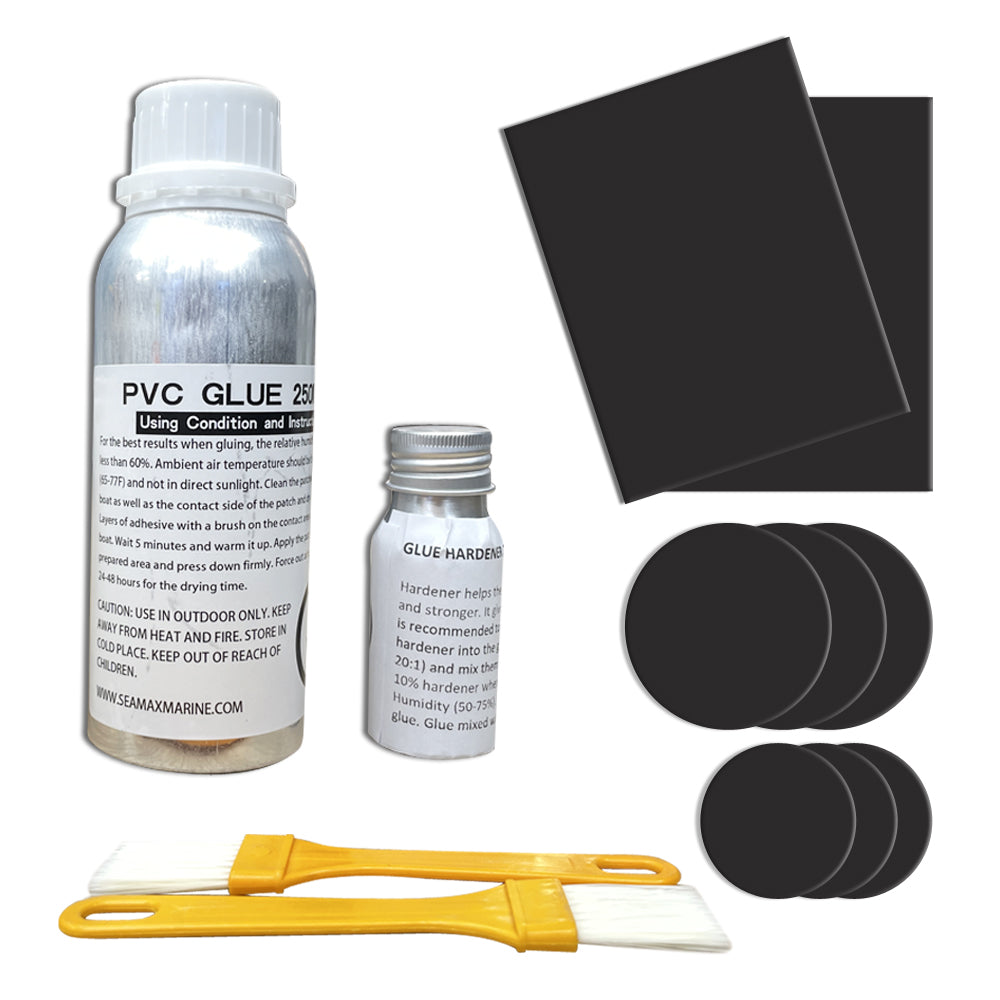 Pro Repair Kit for Inflatable Boats, Marine Grade 250ml 2 Parts Adhesive Sealed in Aluminum Bottles - Option Available in PVC &amp; Hypalon Version