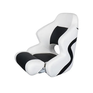 Seamax BS002WBK Series Premium Bucket Seat, Sport Flip Up Seat, Captain Seat (White/Black)