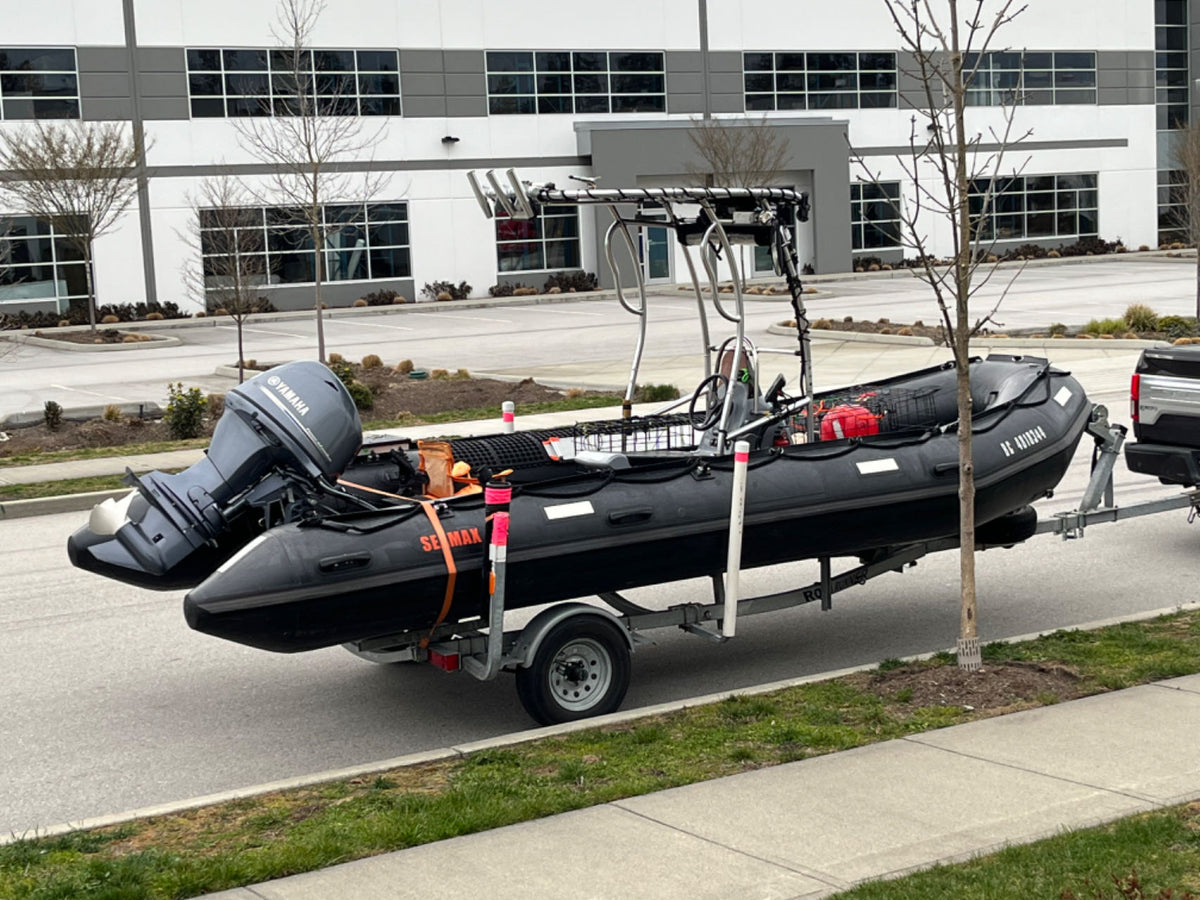 Company Demo Used Seamax Ocean600T Orca Hypalon Commercial Grade Inflatable Boat, with Heavy Duty Alumium Floor with Heavy Duty Aluminum Floor, with Yamaha 70HP &amp; Trailer, for Local Pickup
