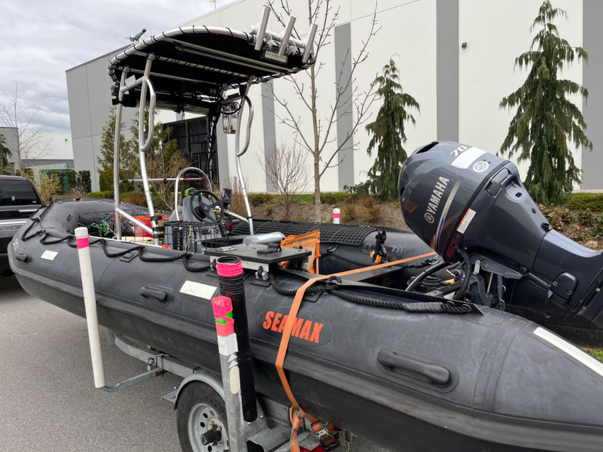 Company Demo Used Seamax Ocean600T Orca Hypalon Commercial Grade Inflatable Boat, with Heavy Duty Alumium Floor with Heavy Duty Aluminum Floor, with Yamaha 70HP &amp; Trailer, for Local Pickup