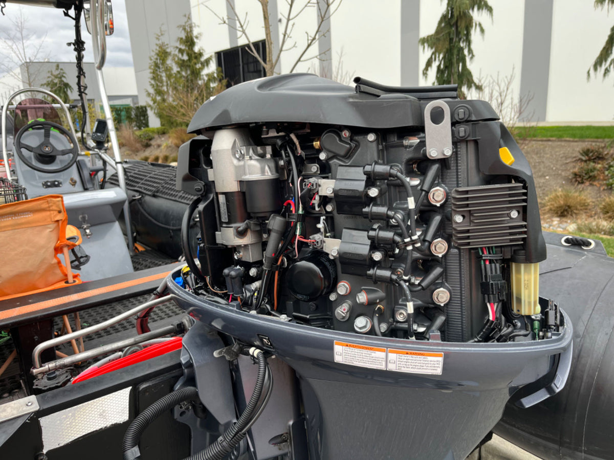 Company Demo Used Seamax Ocean600T Orca Hypalon Commercial Grade Inflatable Boat, with Heavy Duty Alumium Floor with Heavy Duty Aluminum Floor, with Yamaha 70HP &amp; Trailer, for Local Pickup