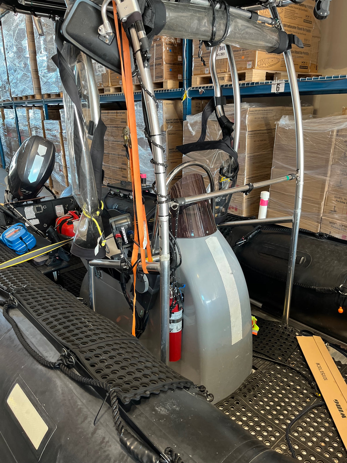 Company Demo Used Seamax Ocean600T Orca Hypalon Commercial Grade Inflatable Boat, with Heavy Duty Alumium Floor with Heavy Duty Aluminum Floor, with Yamaha 70HP &amp; Trailer, for Local Pickup