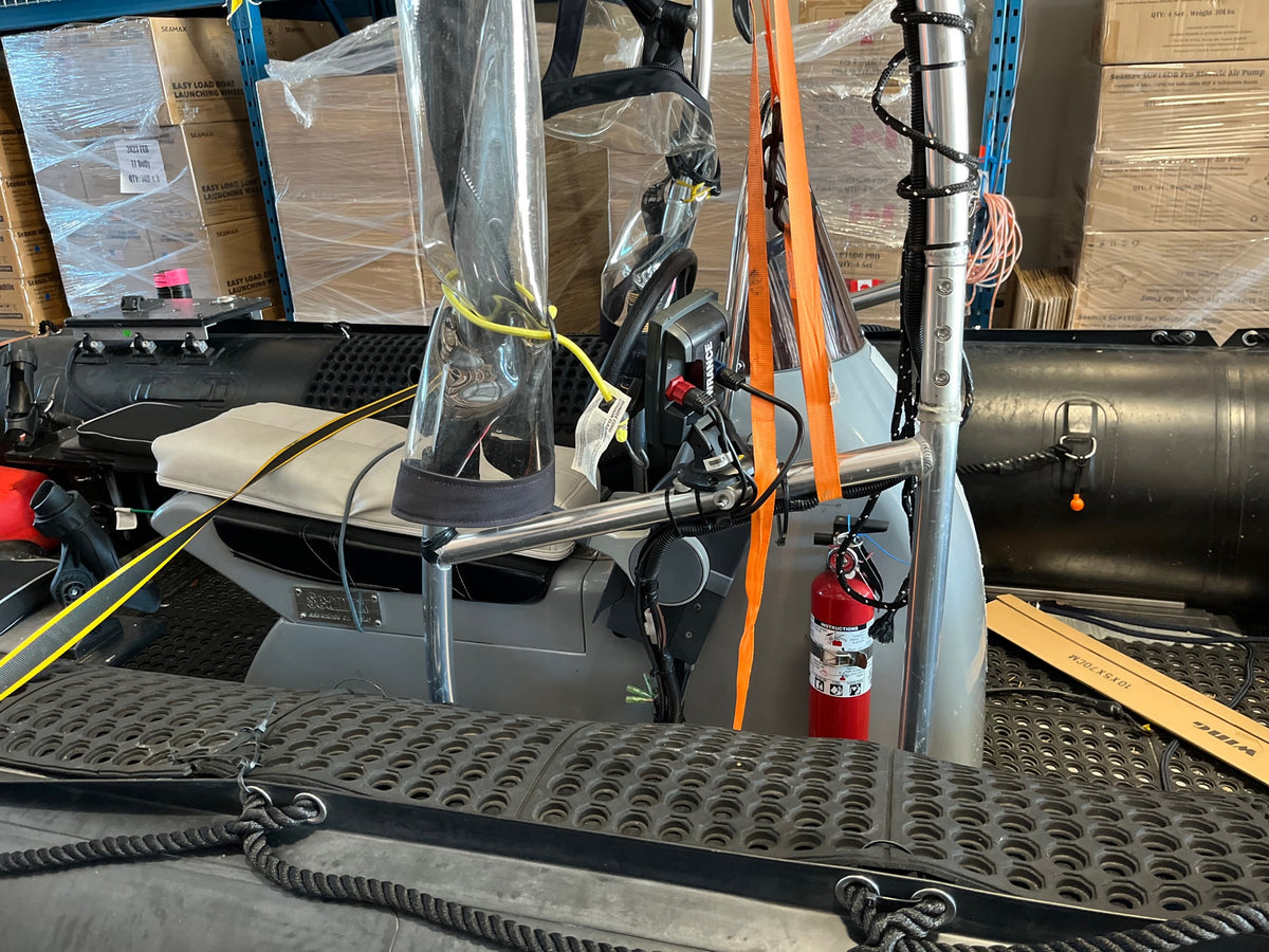 Company Demo Used Seamax Ocean600T Orca Hypalon Commercial Grade Inflatable Boat, with Heavy Duty Alumium Floor with Heavy Duty Aluminum Floor, with Yamaha 70HP &amp; Trailer, for Local Pickup