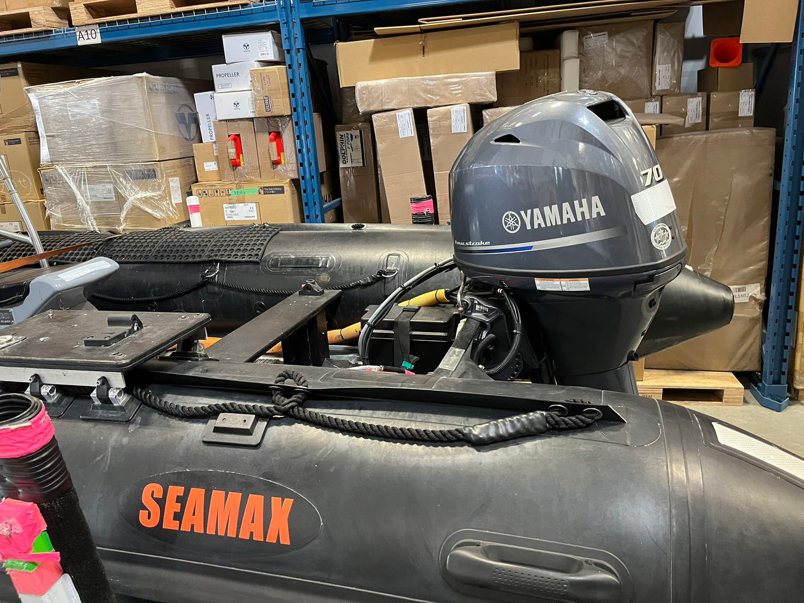 Company Demo Used Seamax Ocean600T Orca Hypalon Commercial Grade Inflatable Boat, with Heavy Duty Alumium Floor with Heavy Duty Aluminum Floor, with Yamaha 70HP & Trailer, for Local Pickup