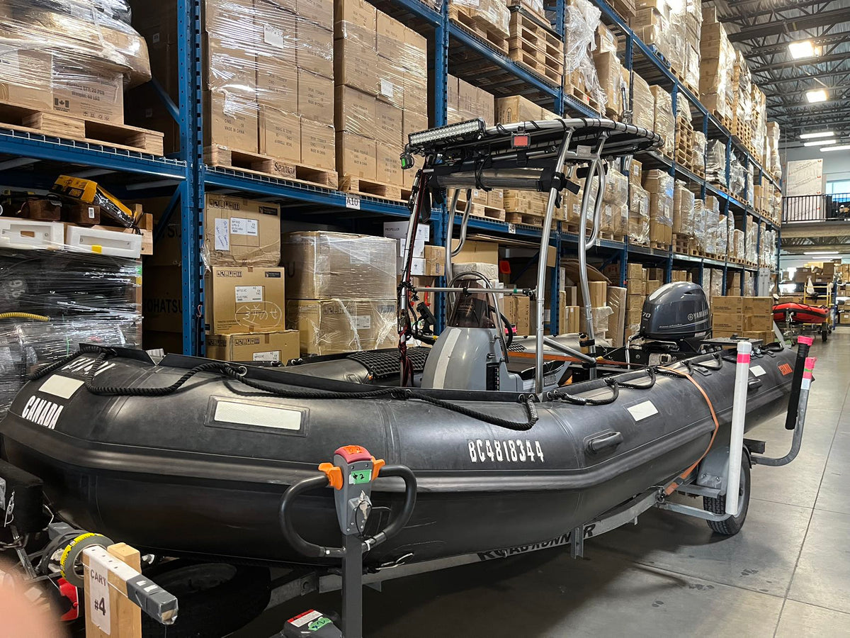 Company Demo Used Seamax Ocean600T Orca Hypalon Commercial Grade Inflatable Boat, with Heavy Duty Alumium Floor with Heavy Duty Aluminum Floor, with Yamaha 70HP &amp; Trailer, for Local Pickup