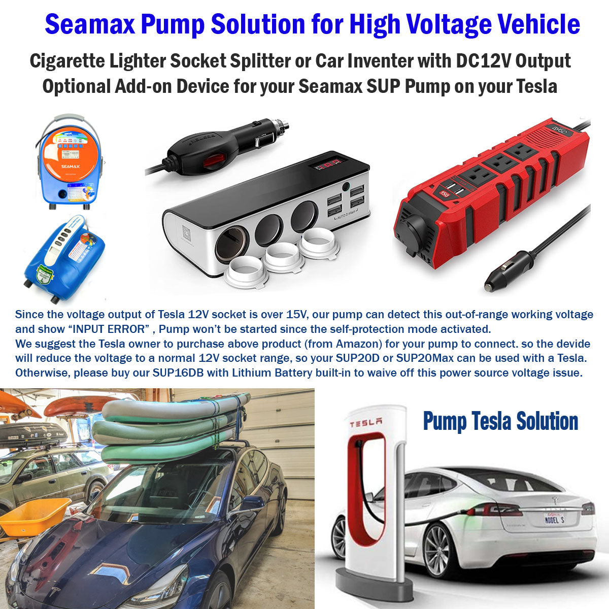 Seamax SUP20Max Red Edition Double Stage 20PSI Electric Air Pump for Inflatable SUP Boat and kayak, Temperature Control with Cooling Fan, with Auto &amp; Manual Working Mode