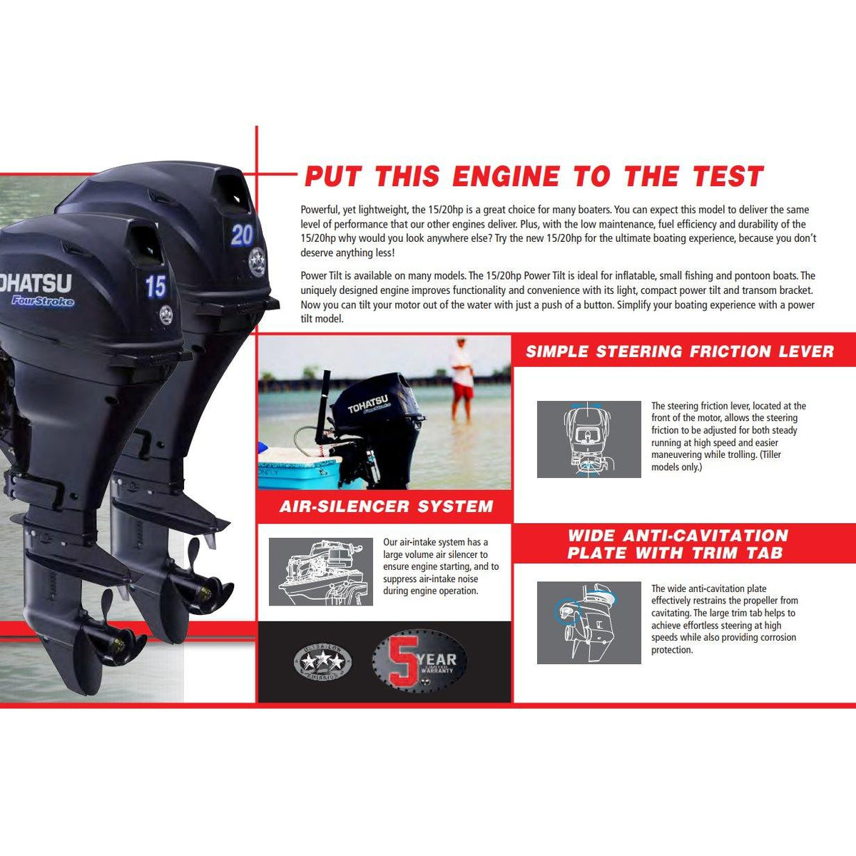 Tohatsu 4-Stroke 9.9HP Outboard Motor
