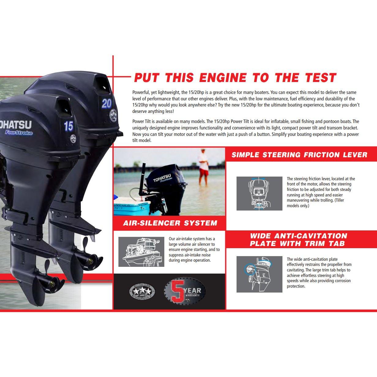Tohatsu 4-Stroke 9.9HP Outboard Motor