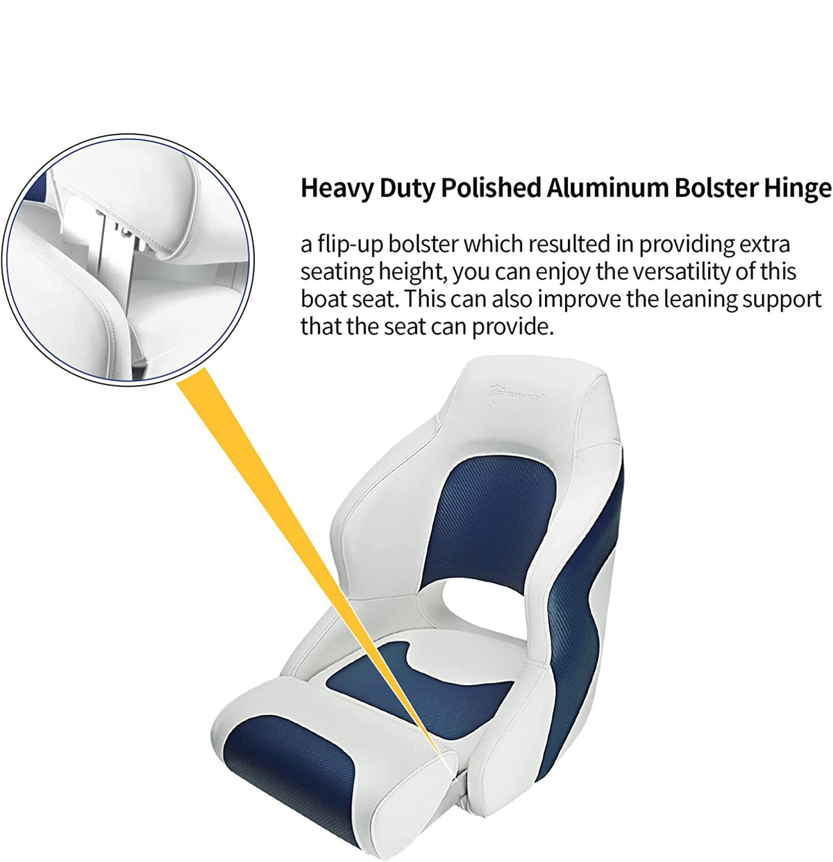 Seamax Captain Bucket Seat,Sport Flip Up Seat BS002WB (White/Blue)