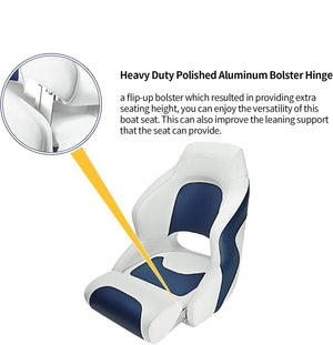 Seamax Captain Bucket Seat,Sport Flip Up Seat BS002WB (White/Blue)
