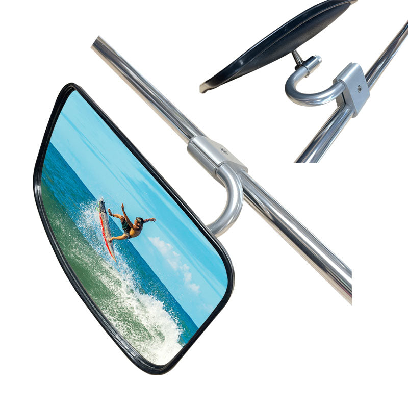 Wide Angle Rear View Mirror with Fittings for Bimini Top or Boat Towing