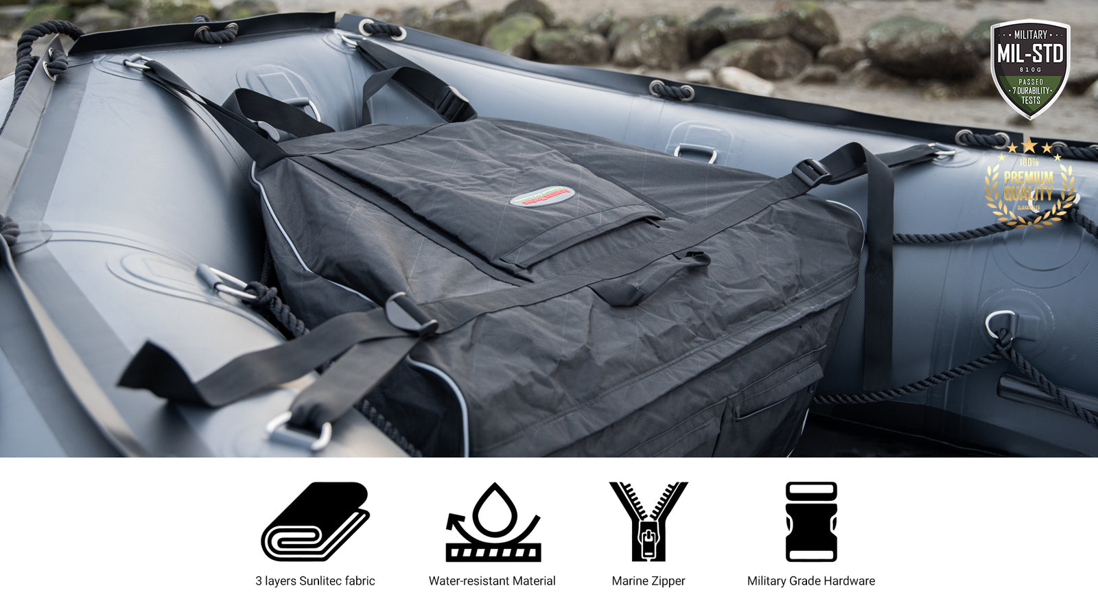 Seamax Sunlitec Front Accessory Storage Bow Bag for Inflatable Boat -  Seamax Marine