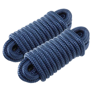 Seamax 2-Pack Heavy Duty Dock Line, Marine Grade Nylon Double Braided, Navy Blue Color, Multiple Sizes
