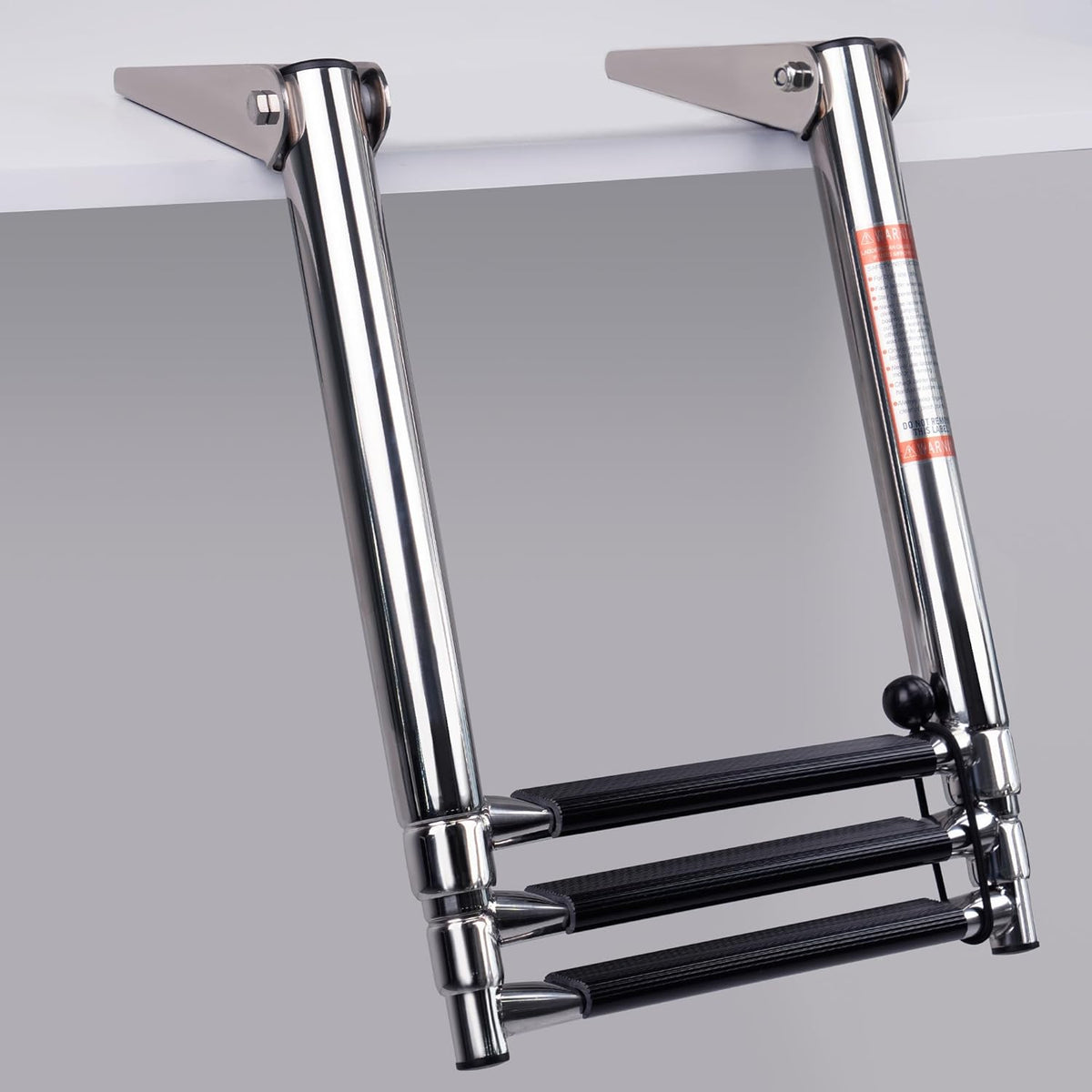 Seamax Boat Ladder 3 Step,Stainless Steel Telescoping Heavy Duty Pontoon Swim Boarding Ladder for Outboards,Yacht,Marine Fishing Boat